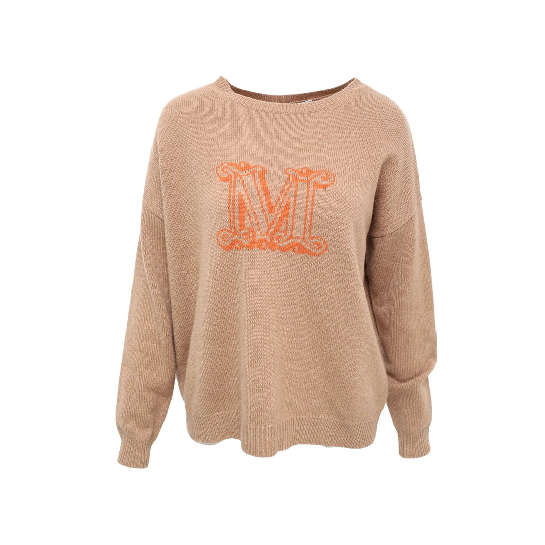 未使用 MaxMara 【lu】字母M针织毛衣 驼色 TP030092
