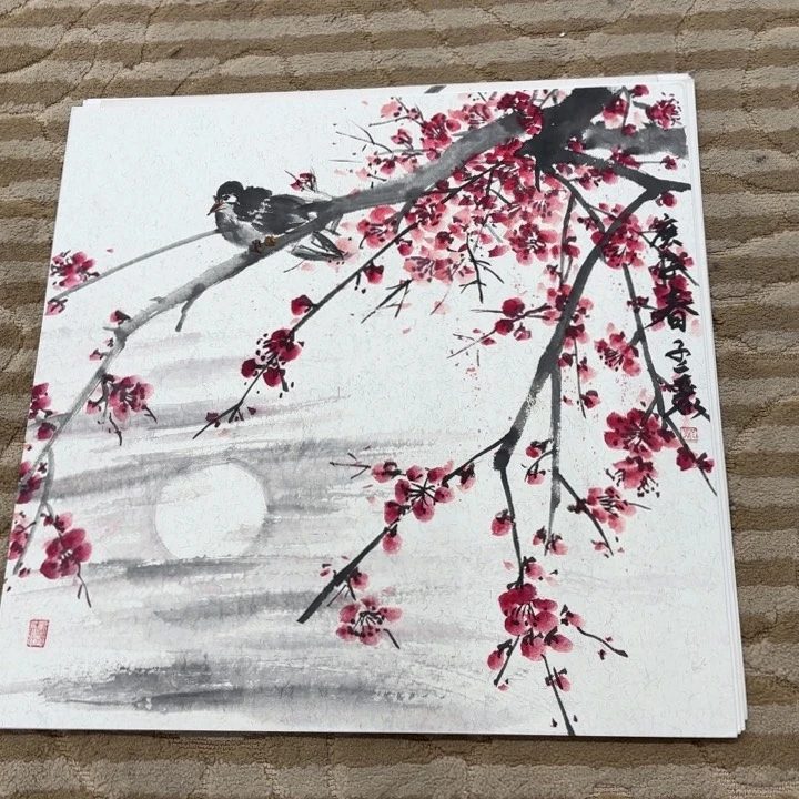 国画冷**声花鸟的翅膀和羽毛的