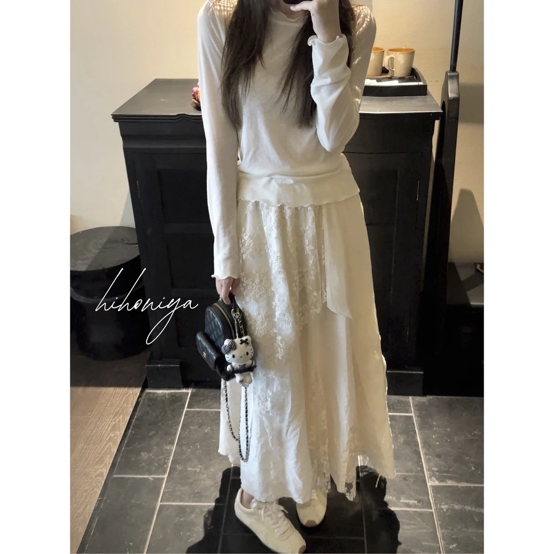 【水肌面膜T】二Hihoniya~2025夏季妈妈木耳边纯色显瘦气质透气上衣