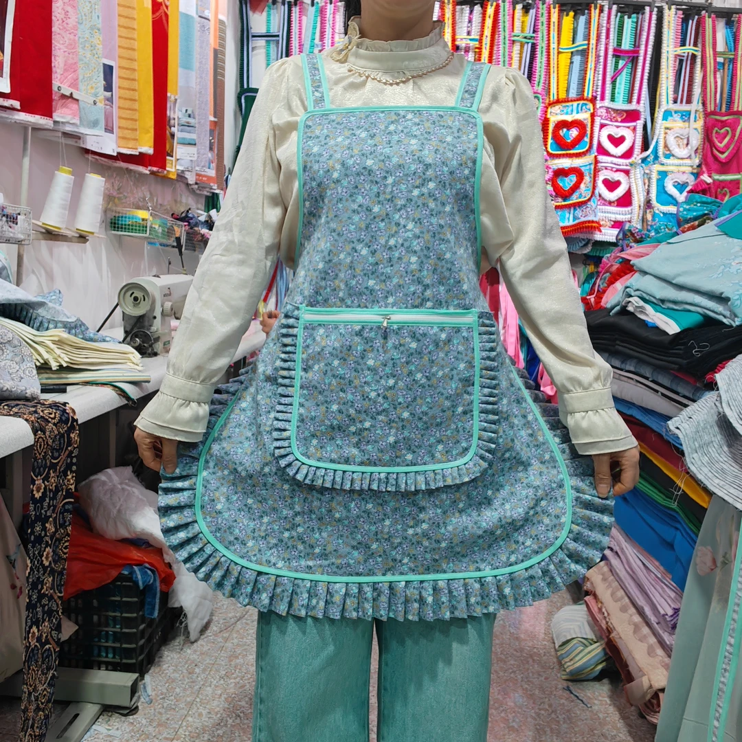 贵州新款荷叶边围裙爆款厨房专用时尚可爱防尘防污工作服自产自销