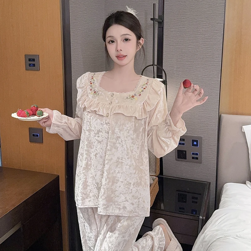 【初秋新款】【金钻金丝绒】高级感轻奢秋冬季长袖长裤LLN家居服