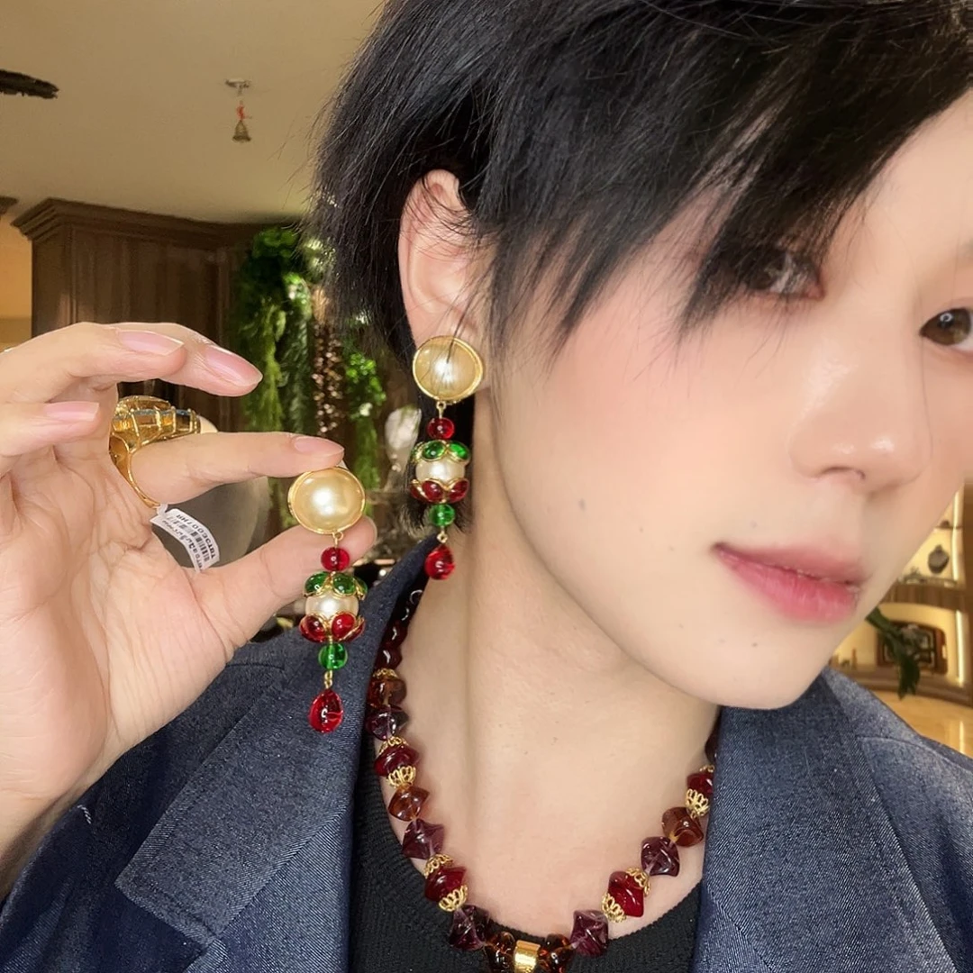 广***司琉璃纯铜合金专拍gripoix耳夹不返航