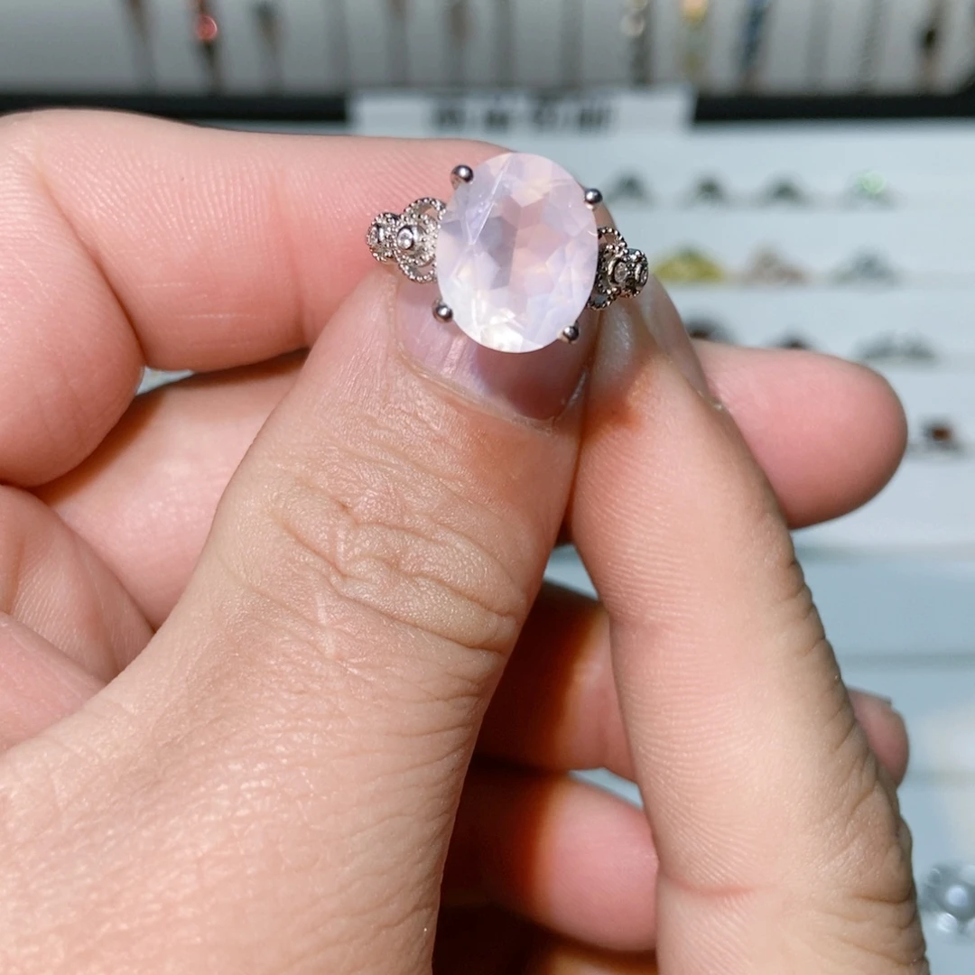 绿水晶戒指银S925镶嵌