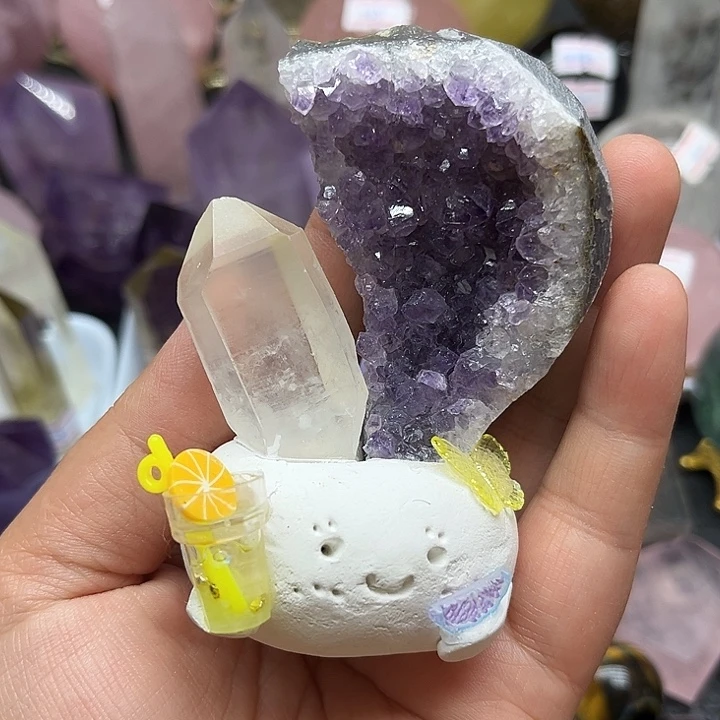 珠宝半成品未镶嵌水晶156克紫水晶豆丁