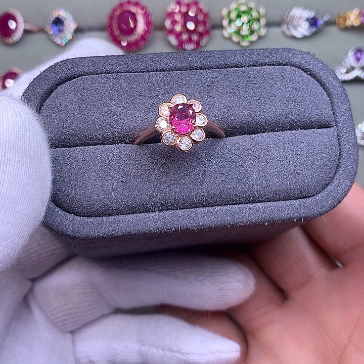 戒指蓝宝石银S925镶嵌