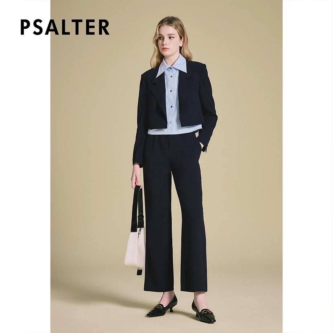 PSALTER诗篇三醋酯假两件可拆卸衬衫撞色拼接西装2025春