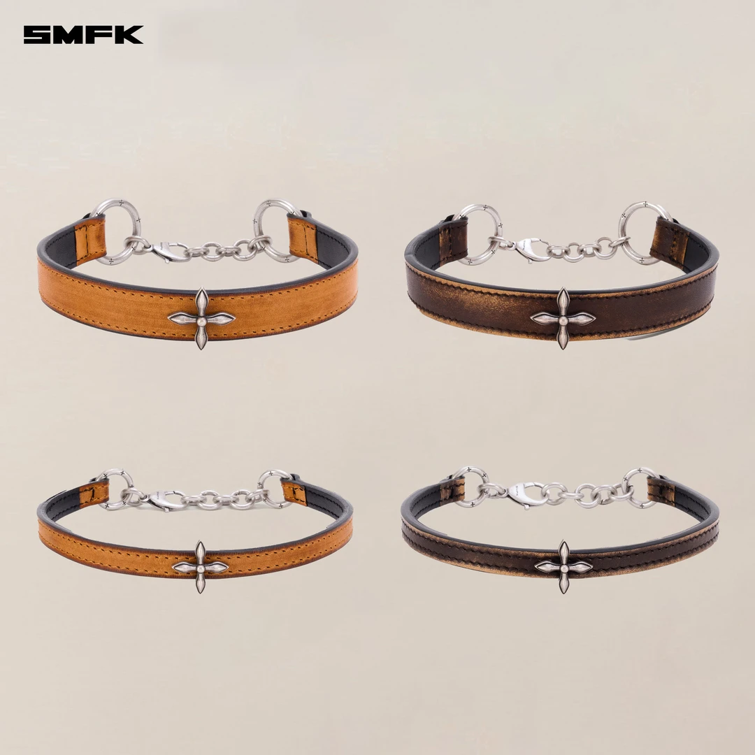 SMFK十字铆钉手工擦色颈环 BLT01K 时髦百搭chock