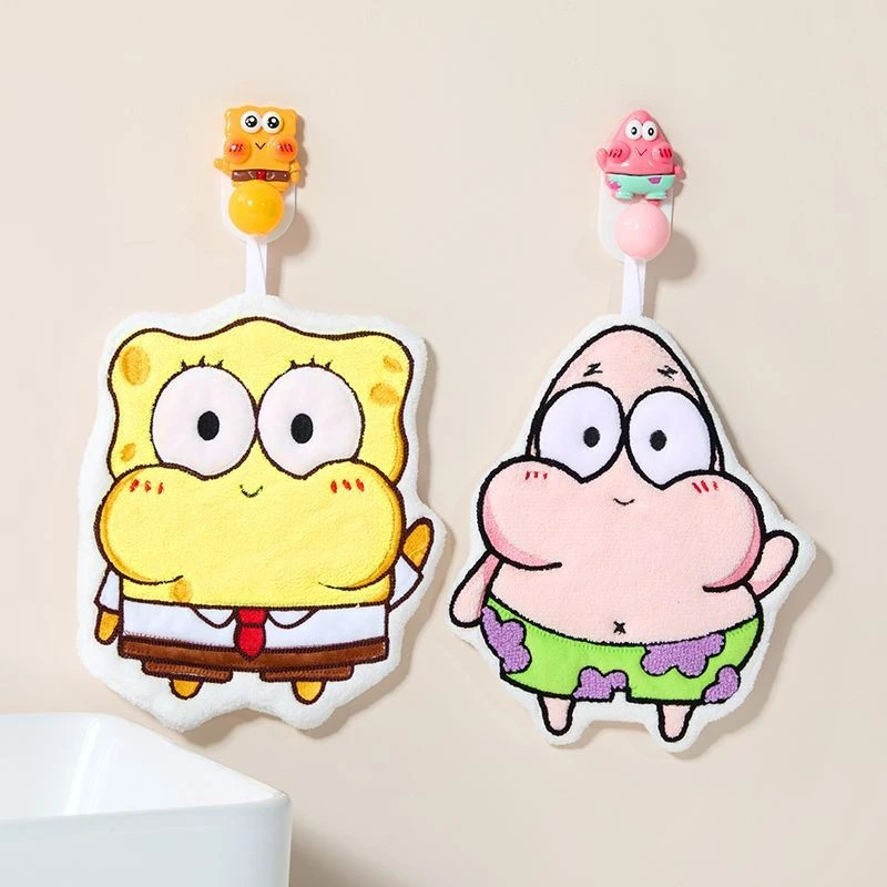 可爱海绵宝宝派大星儿童擦手巾新款卡通挂式卡通便携柔软吸水毛巾