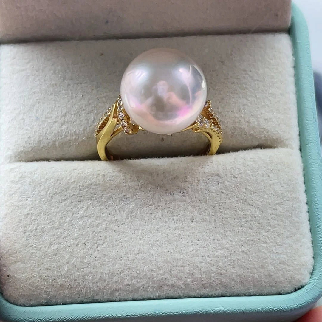 戒指银S925镶嵌淡水珍珠