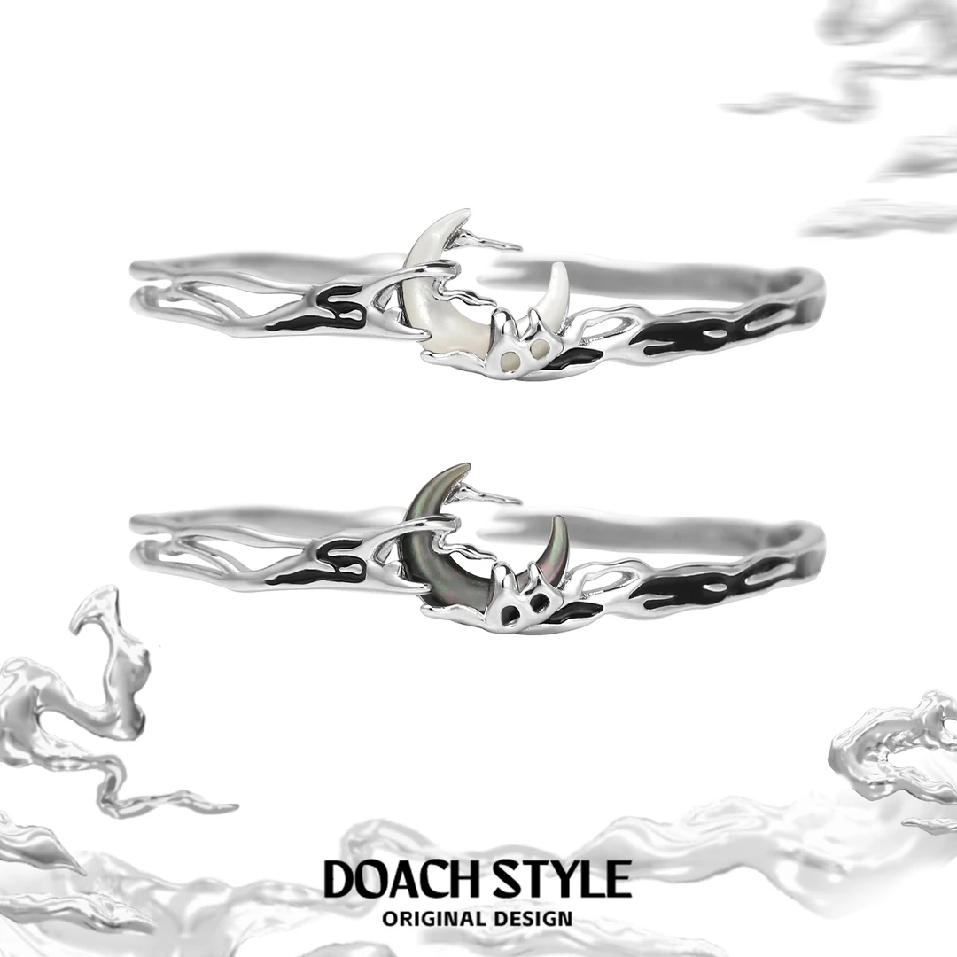 925银手镯 月光粼云原创设计新中式纯银情侣手镯轻奢小众手环男女