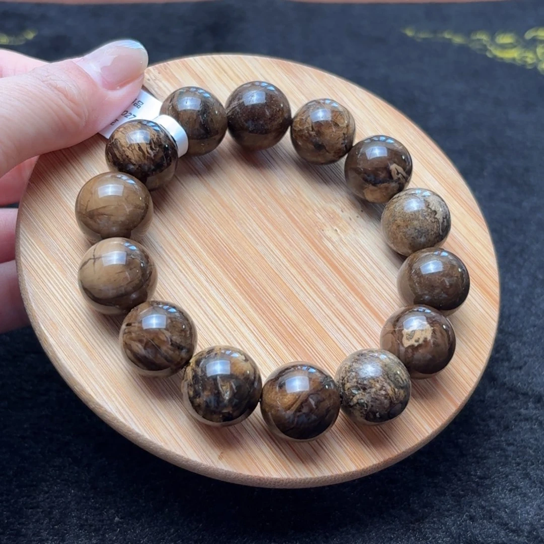 琥珀合金珠宝奇石15mm老油咖啡根