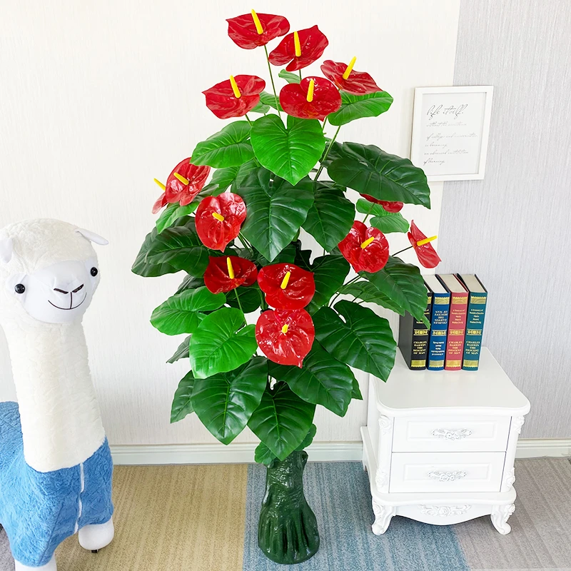 仿真植物盆栽红掌假花塑料花仿真花仿生植物落地室内装饰假树绿植