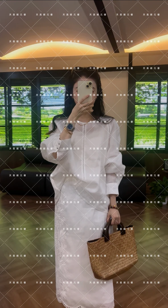 Honey Slurp【天美】25114 纯色苎麻长袖衬衫 女款 白色