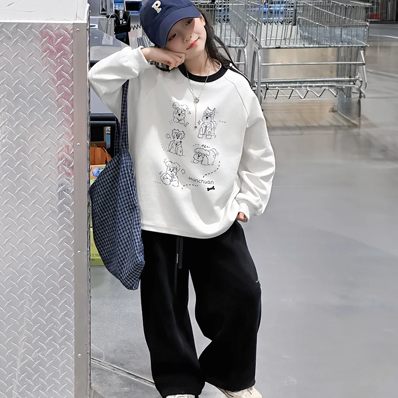 女童卫衣T恤秋季2025新款儿童网红炸街上衣女孩大童秋装潮酷衣服