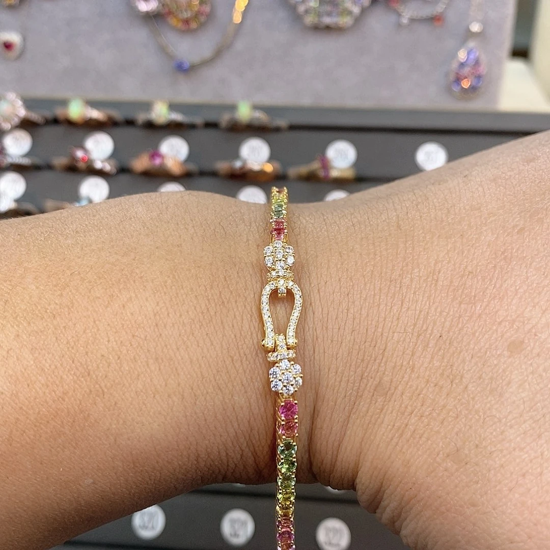 碧玺手链银S925镶嵌手链