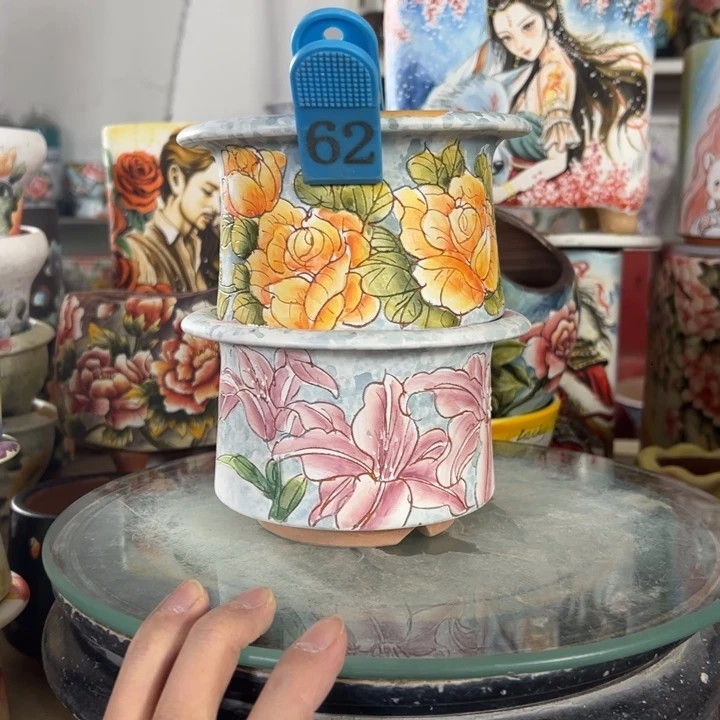 满38包邮景德镇手绘花盆