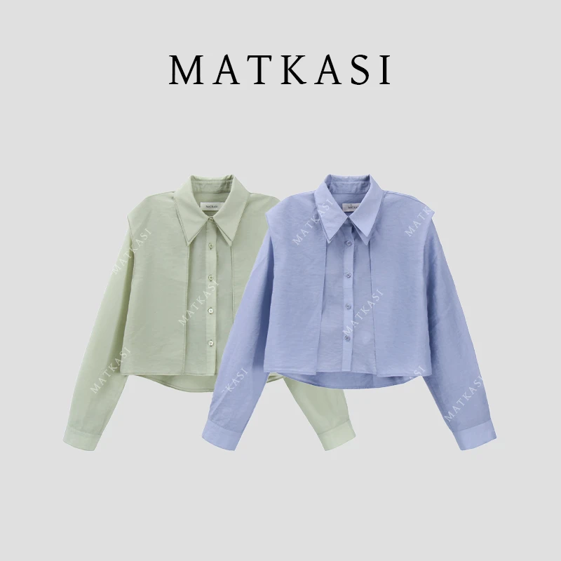 MATKASI 时尚设计感时尚气质日常通勤休闲百搭假两件短款衬衣