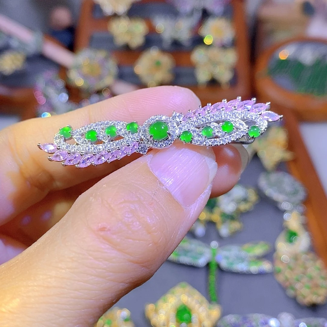 颈饰银S925镶嵌翡翠