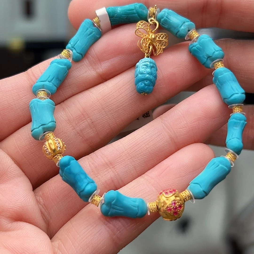 绿松石珠宝奇石18K金镶嵌