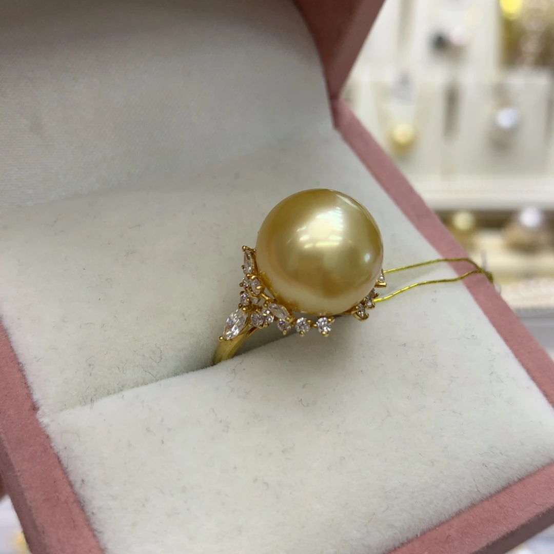 海水珍珠18K金镶嵌戒圈