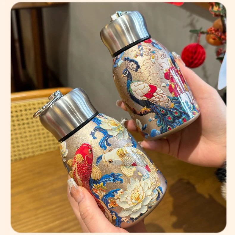 300ML金孔雀口袋杯小胖丁316不锈钢保温杯保冷保热时尚手提水杯H
