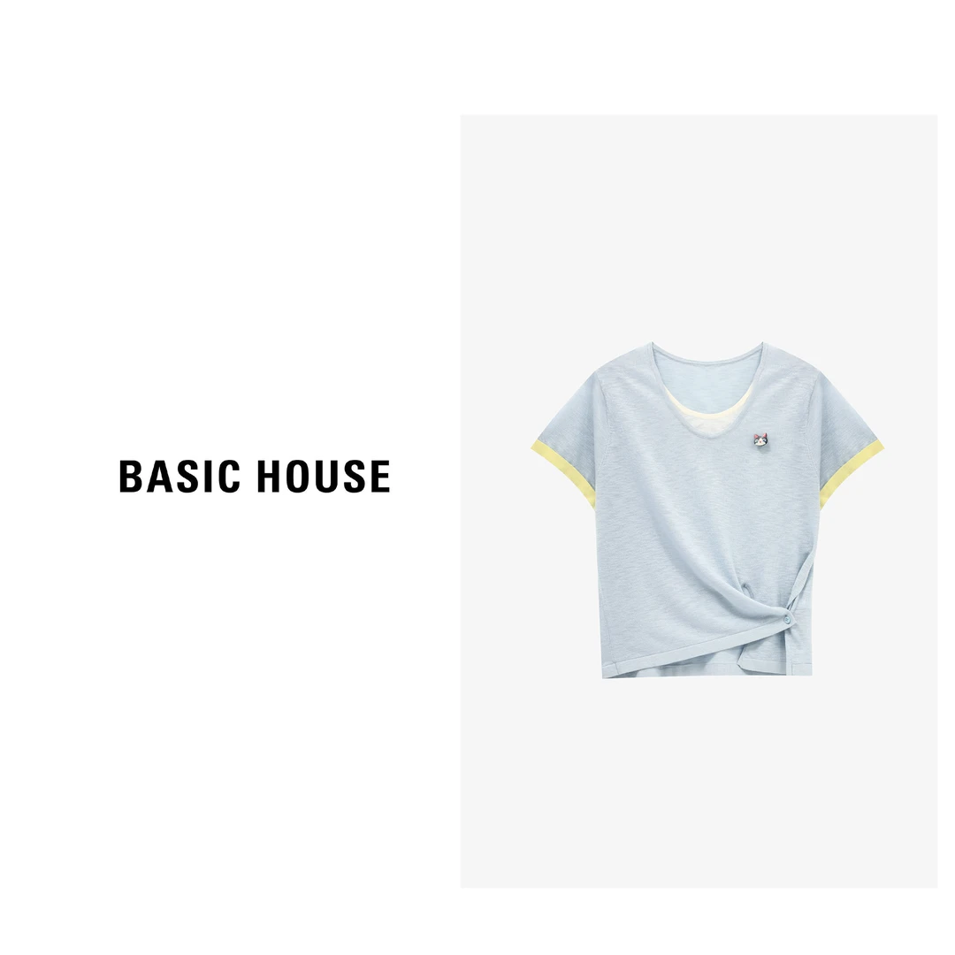 Basic House/百家好夏季千金清冷感贵系衣服女针织衫-B0625B5S802