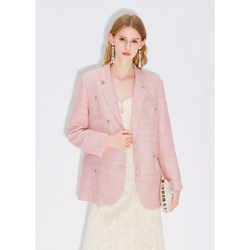 missCOCOON【繁华之境】春新款优雅亮片手工流苏香风西装短外套