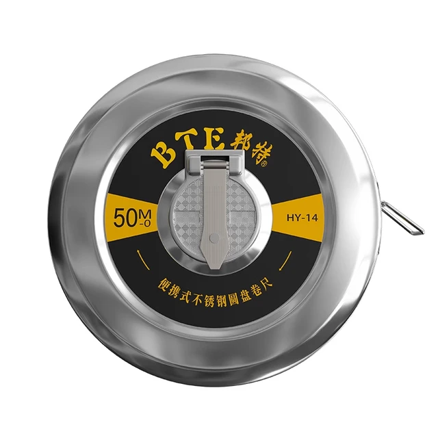 不锈钢圆钢尺50米钢卷尺30米便携式工程测量圆盘尺20米长米尺皮尺