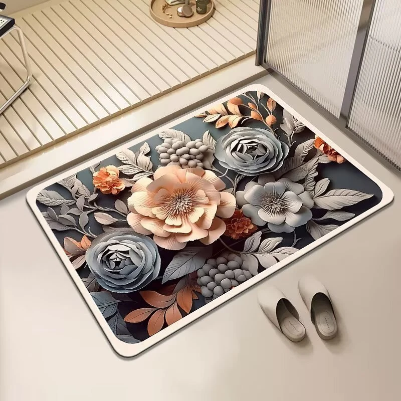 浴室地垫卫生间门口硅藻泥吸水速干脚垫入户门厕所洗手间防滑地毯