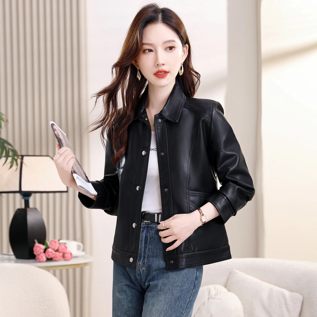 皮衣外套2025秋冬爆款新款妈妈洋气皮夹克上衣小个子短款防风显瘦