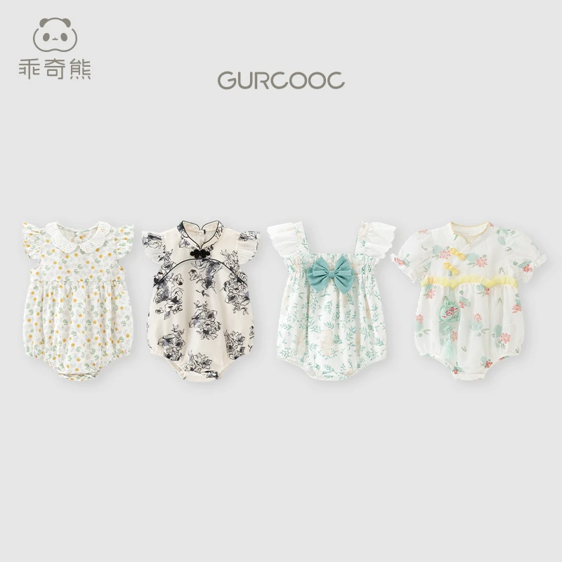 【国风女宝包屁衣福利】 婴儿中式包屁衣碎花洋气薄款夏季连体衣