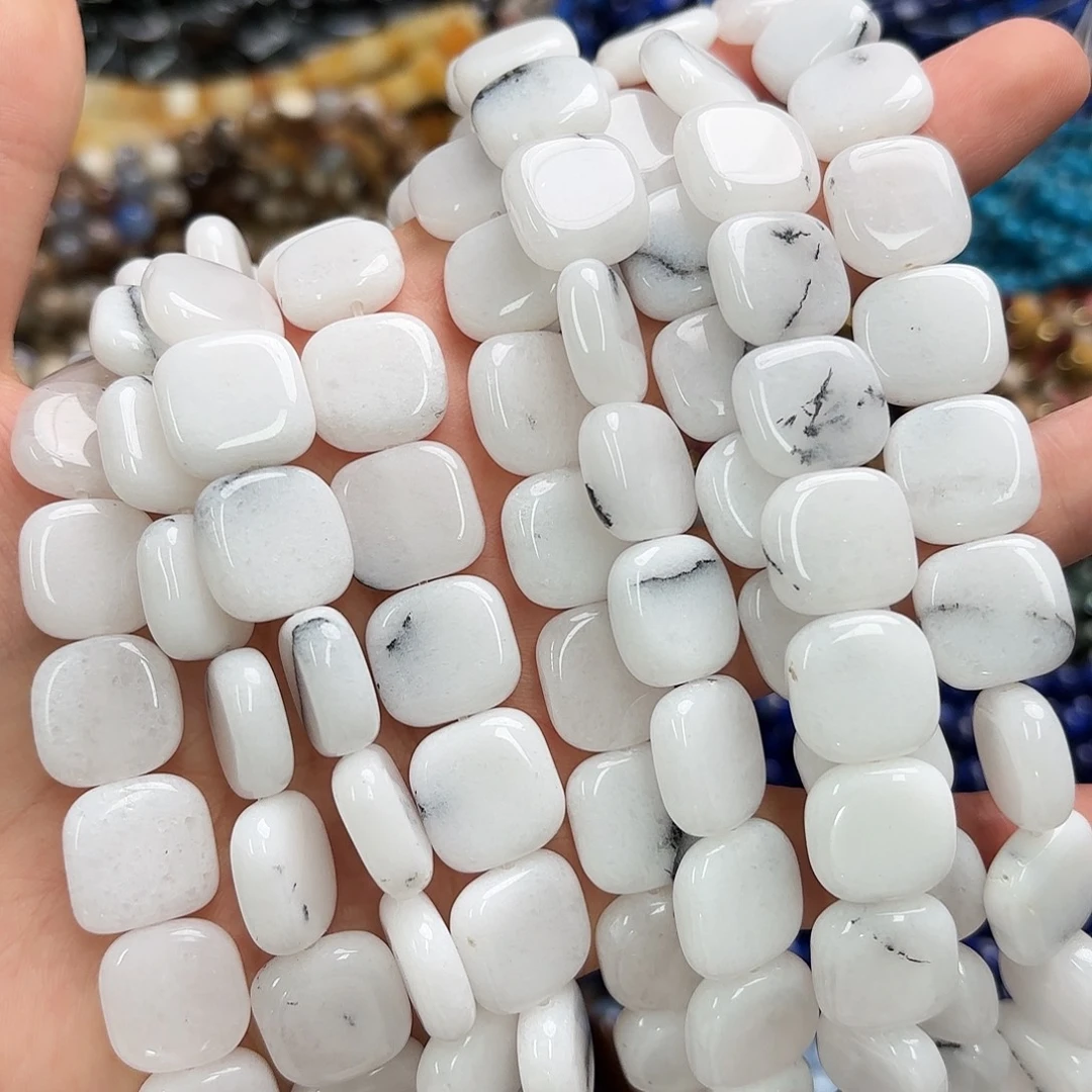 玛瑙/玉髓未镶嵌珠宝半成品卡15黑白方片一条