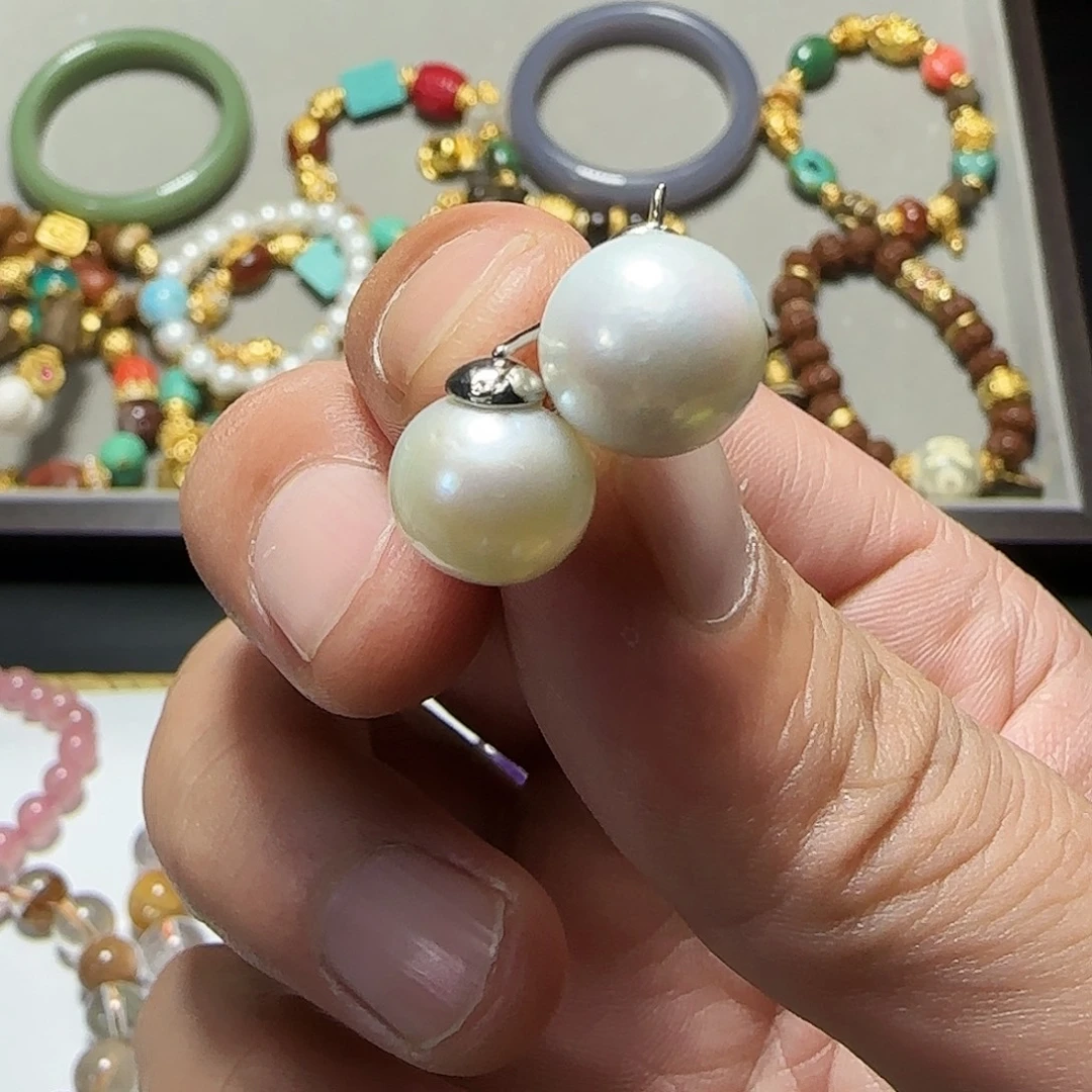 淡水珍珠耳饰银S925镶嵌