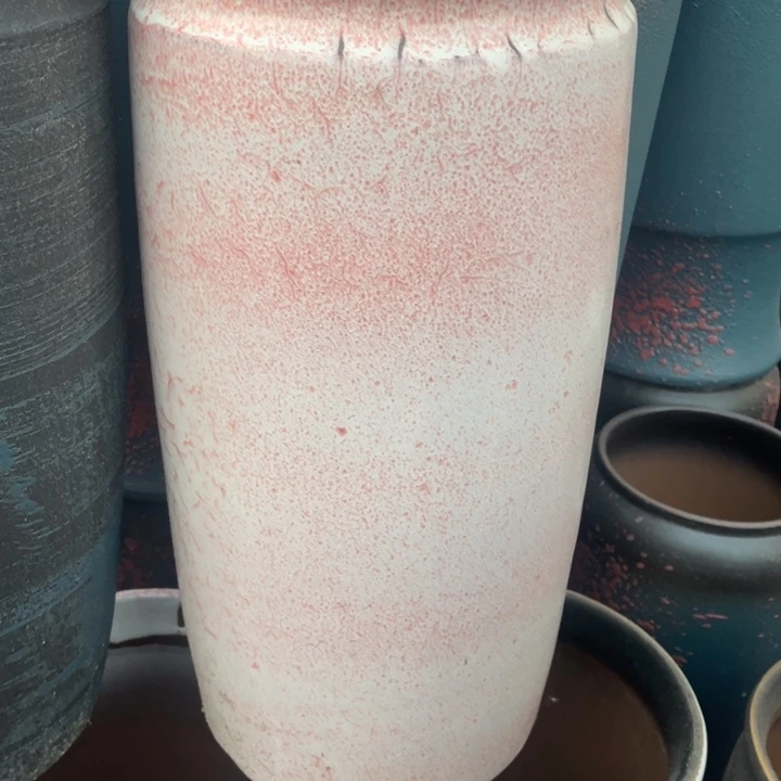 紫砂花盆高42口20粉色微瑕