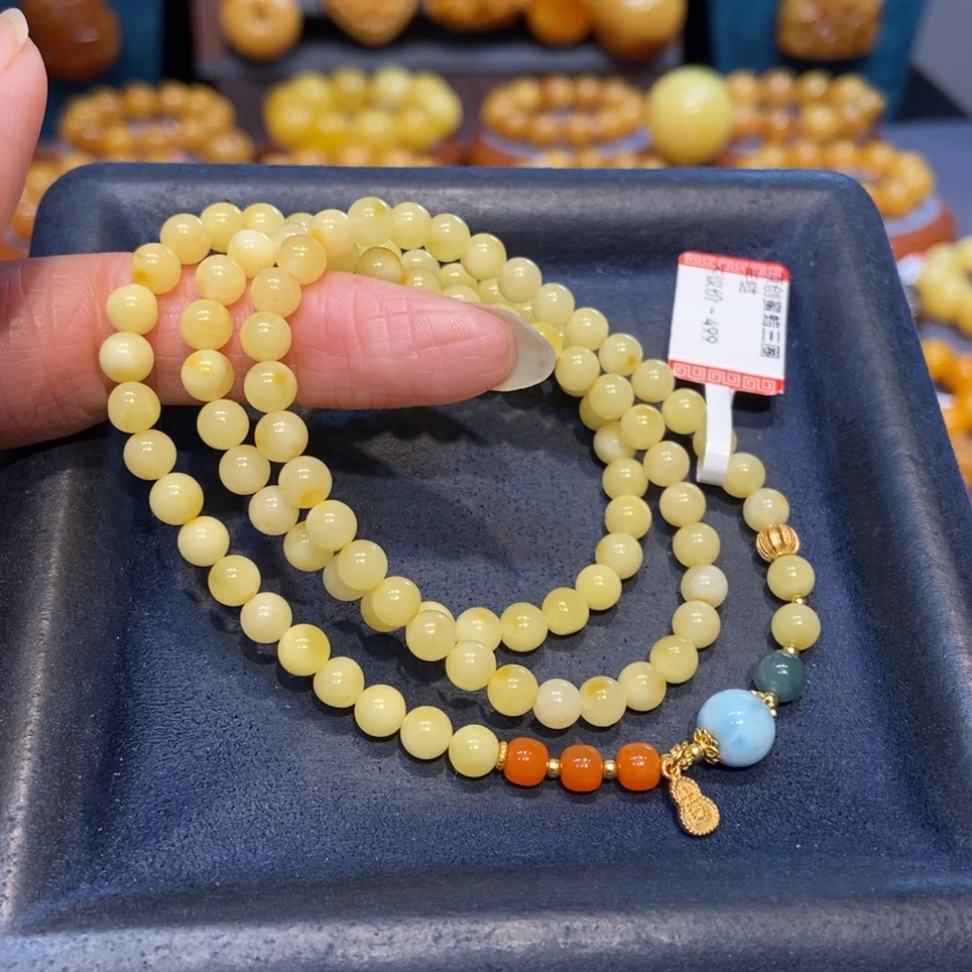 琥珀未镶嵌手链蜜蜡