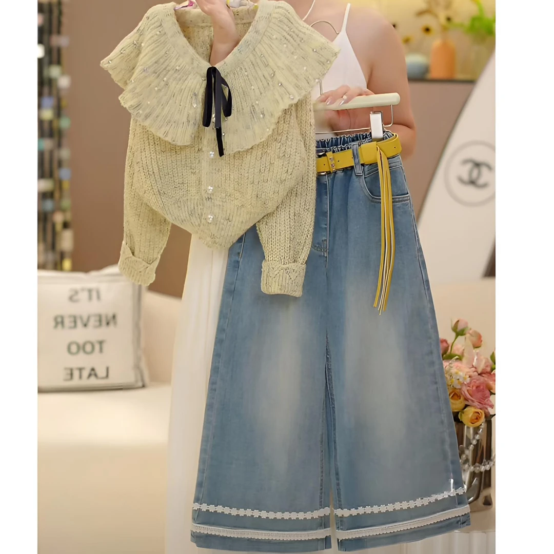 秋冬女孩法式高级感娃娃领毛衣女秋年冬新款软糯针织上衣小众设计