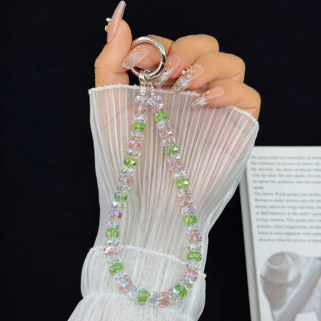 夏日清新女款手工串珠手机挂饰斜挎手提防丢长款挂脖链短款时尚