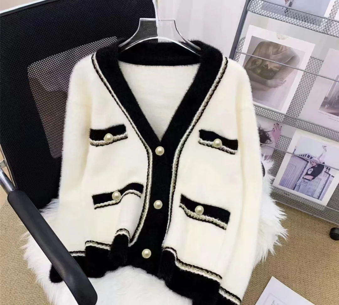 秋冬长款针织轻职风短外套通勤女厚款吸汗轻奢宽松