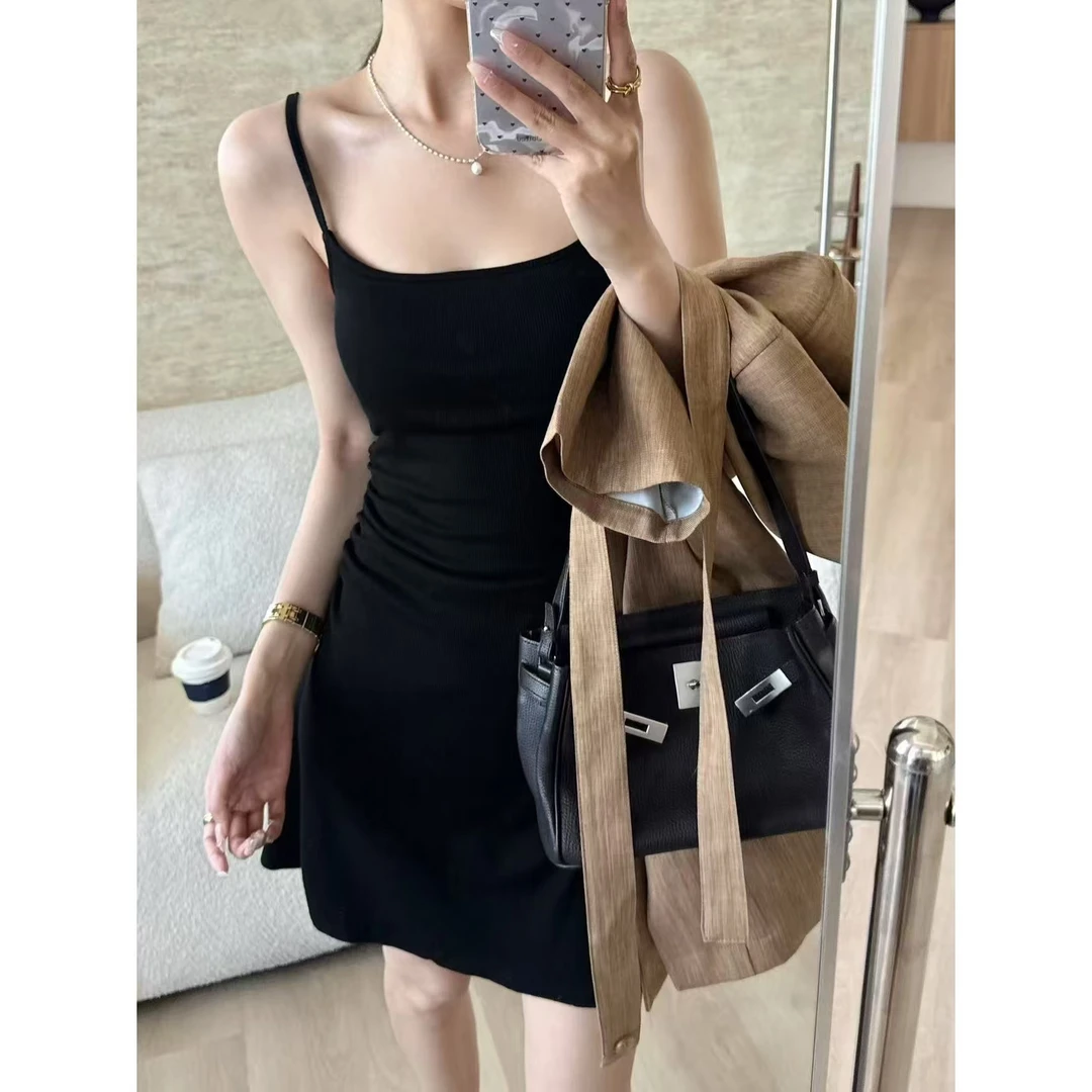 SP【超推荐】超显瘦辣妹风吊带连衣裙夏季修身收腰纯色显瘦弹力短裙
