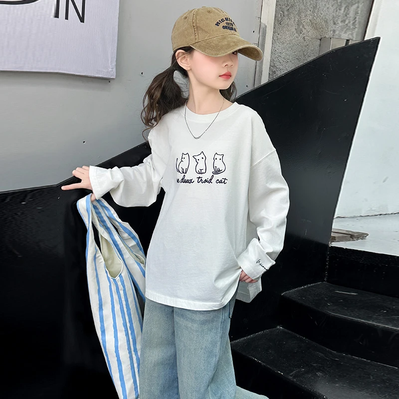 上衣长袖休闲圆领儿童韩版卡通动漫中大童春秋秋季洋气印花T恤女t