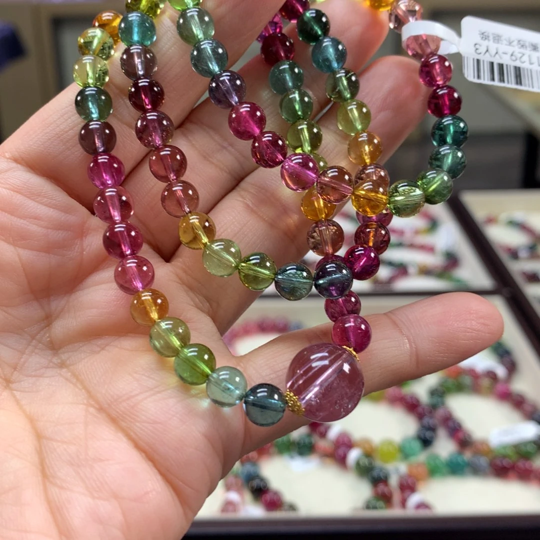 碧玺未镶嵌手链6.8左右