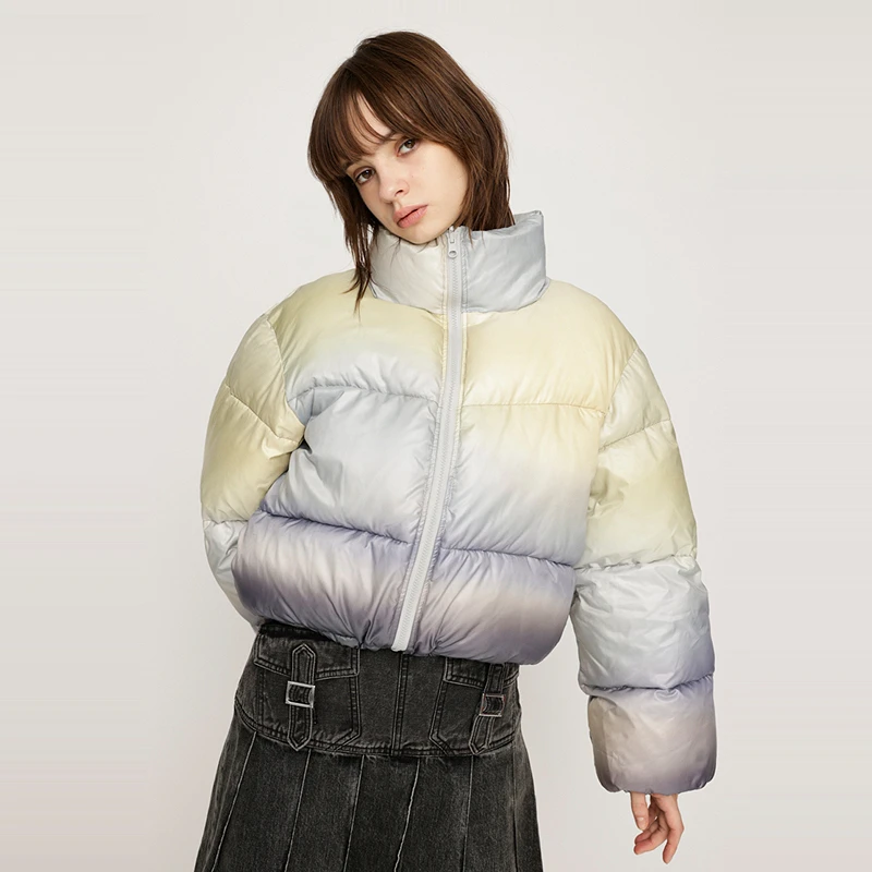 moussy 冬季新品渐变面包保暖宽松短款羽绒服外套030HAZ30-5231