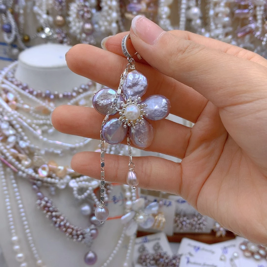 淡水珍珠耳饰银S925镶嵌