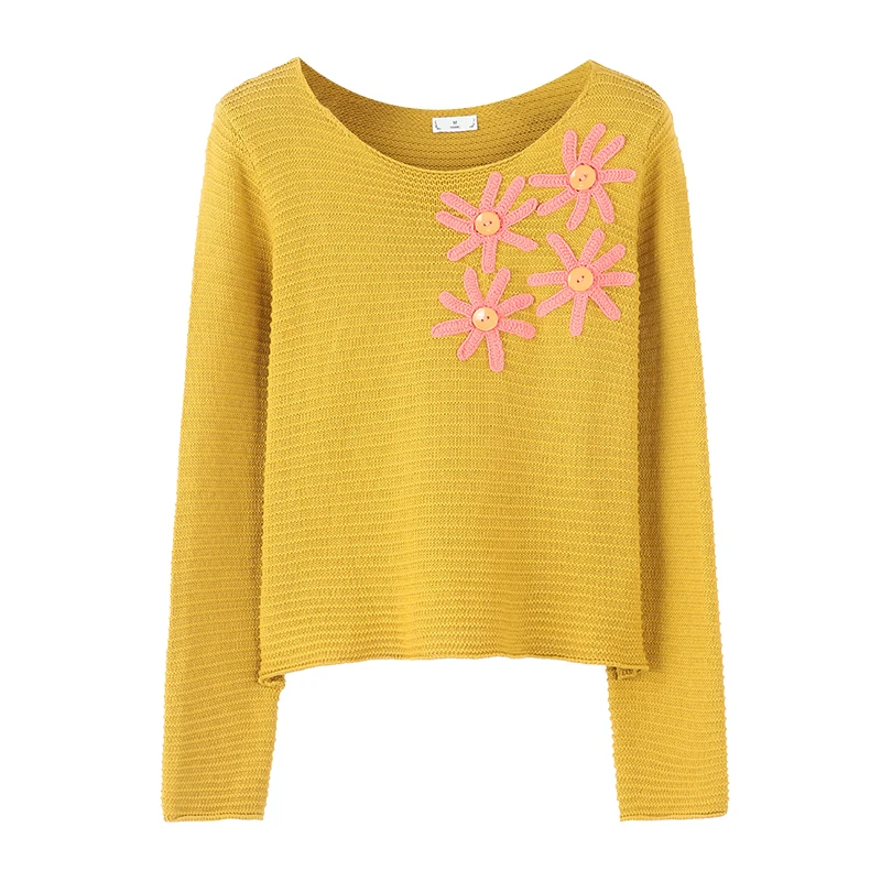 大梦微胖定制【LDM1056】法式复古高级感花朵针织上衣