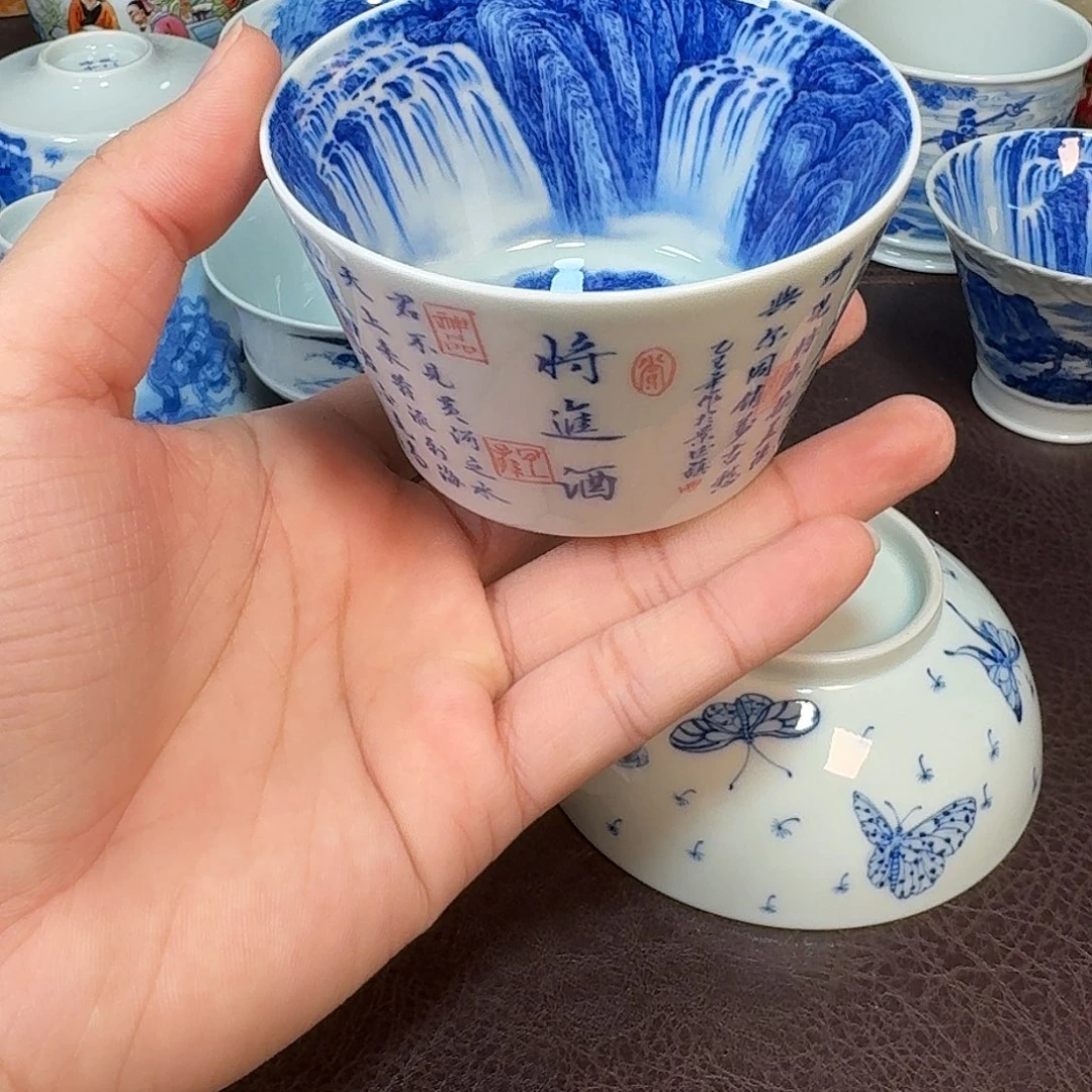 唱***鸡现代景德镇陶瓷盖碗