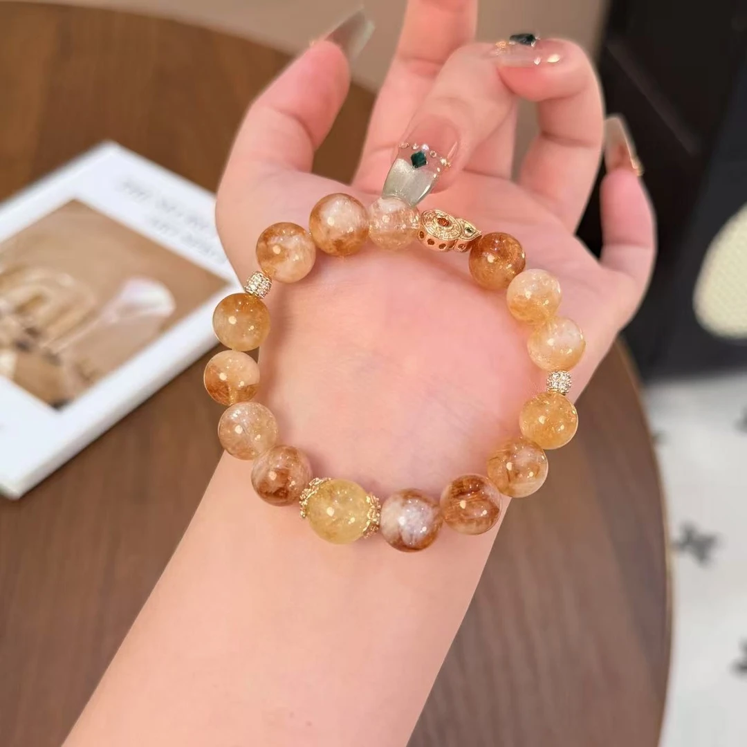 【金富归来】天然黄塔晶黄水晶11m 大气福禄葫芦 显白贵气高级手链