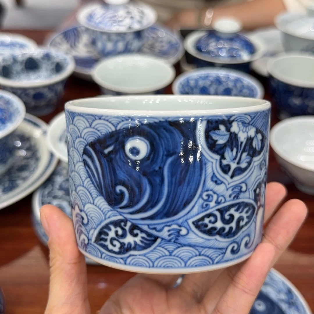 随***3杯青花鱼头主人杯