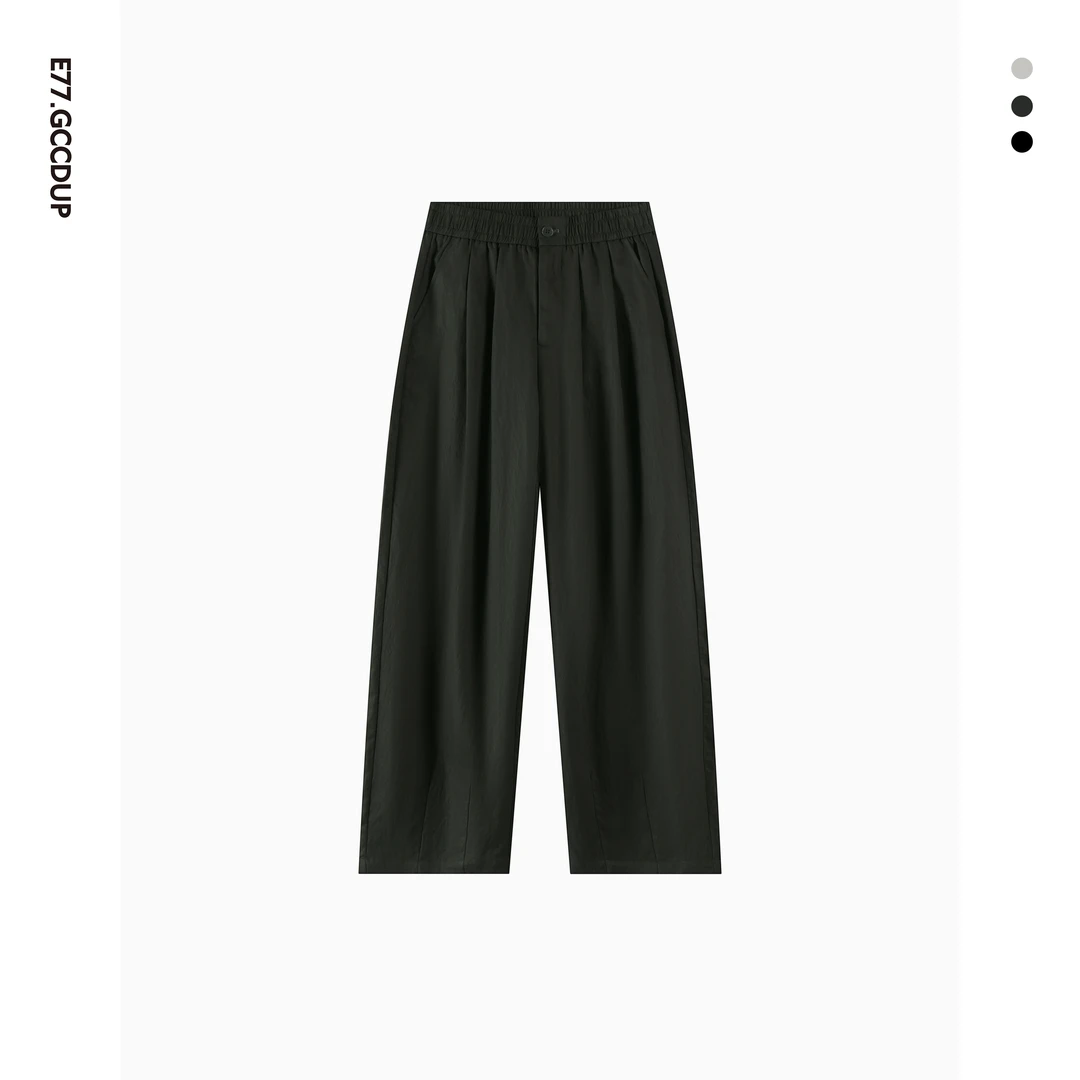 GCCDUPE77夏季莱赛尔休闲裤男女同款简约垂感设计感时尚长裤1317