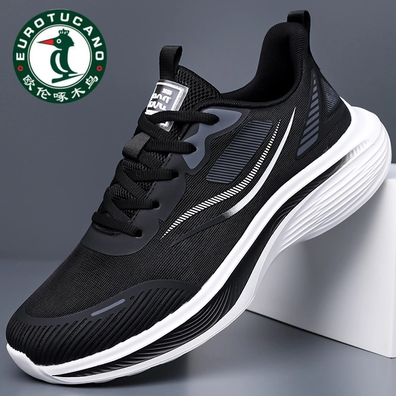 欧伦啄木鸟男鞋2025新款男潮鞋百搭网面透气运动鞋男防臭休闲网鞋