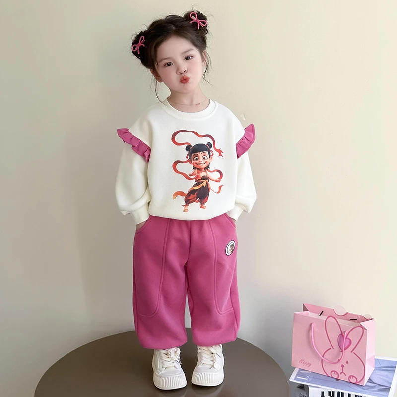 女童春装2025新款哪吒女小童季衣服女宝宝春秋季哪吒儿童卫衣套装